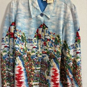 Coldwater Creek Vibrant Scenic Print Jacket M NWT